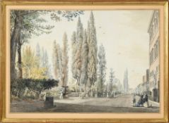 Abraham Louis Rodolphe Ducros (1748-1810), "Villa Montalto-Negroni", aquarelle sur traits gravés, 50