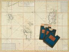 \[CARTES GEOGRAPHIQUES\]. Ensemble de 6 cartes géographiques réhaussées à l'aquarelle et réimposées