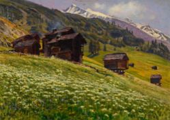 Louis Camille Gianoli (1868-1957), Paysage du Val d'Hérens au-dessus de la Forclaz, huile sur toile,