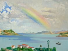 Henri Dufaux (1879-1980), "L'arc en ciel", huile sur toile, signée et située "Nouméa", titrée au ver