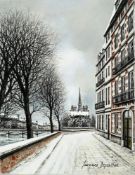 Jacques Deperthes (1936), "Notre-Dame de Paris et le quai d'Orléans", huile sur toile, signée, contr