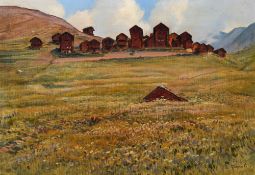 Louis Camille Gianoli (1868-1957), "Printemps à la montagne", huile sur toile, signée, contresignée,