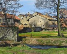 Pierre Jacques (1913-2000), "Maisons à Ferney-Voltaire", 1960, huile sur toile, signée, 65,5x81 cm