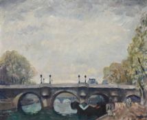 Emile Bressler (1886-1966), Le Pont Neuf, huile sur toile, signée, 50,5x61 cm