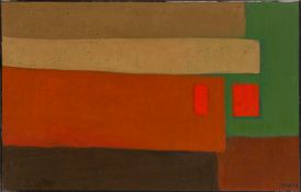 Walter Mafli (1915-2017), Composition abstraite, 1991, huile sur toile, signée et datée, 81x130 cm