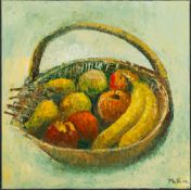 Walter Mafli (1915-2017), Coupe de fruits, 2009, huile sur toile, signée et datée, 110x110 cm