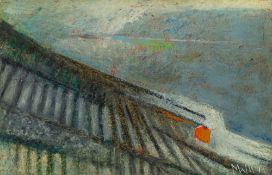 Walter Mafli (1915-2017), Lavaux, 2014, craie grasse sur carton monté sur panneau, signée et datée,