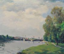 Emile Bressler (1886-1966), "La Seine à Saint-Cloud", v. 1949, huile sur toile, signée, datée et sit