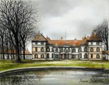 Jacques Deperthes (1936), "Le château de Coppet", huile sur toile, signée, contresignée et titrée au