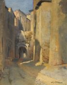 Arthur Calame (1843-1919), Ruelle d'Orient, huile sur papier, signée, 24x19,5 cm Provenance: Ma