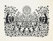 Brigitte Rutz-Briner (1952), "hinder em Haag", découpage collé sur papier, signé, 27,5x35,5 cm (à vu