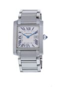 Cartier, Tank Française, réf. 2465, montre-bracelet en acier avec indication de la date Mouvement: