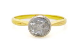 Bague XIXe s., 2 ors 750 sertie foilback d'un diamant taille rose, doigt 55-15