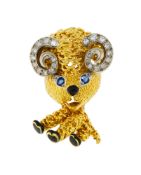 Van Cleef & Arpels, broche années 1960 figurant un bélier en or 750 texturé stylisant le pelage, les