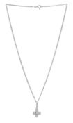 Cartier, pendentif croix or gris 750 sertie d'un diamant taille brillant, signé, numéroté NC0244 sur