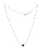 Piaget, collier en or rose 750 à maille forçat serti lunette d'un diamant taille brillant et retenan