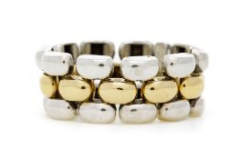 Chopard, anneau souple or 750 et acier, signé, doigt 62-22, 12g