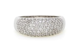 Bague jonc or gris 750 pavée de diamants taille brillant, doigt 52-12