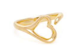 Tiffany&Co et Elsa Peretti, bague coeur or rose 750 ajouré, signée, doigt 55-15, boîte