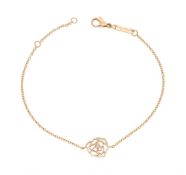 Piaget, bracelet or rose 750 à maille forçat orné d'une rose ajourée sertie de diamants taille brill