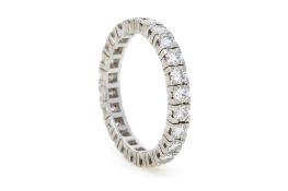 Anneau rivière or gris 750 serti de diamants taille brillant, doigt 62-22