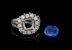 Un saphir taille coussin sur papier de 4.01 carats, Ceylon, non chauffé selon le rapport GGTL n° 25-