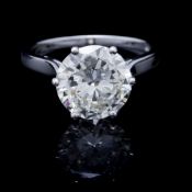 Bucherer, solitaire or gris 750 serti d'un diamant taille brillant, doigt 51-11