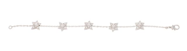 Chanel, Comète Géode, bracelet en or gris 750 à maille forçat orné d'étoiles serties de diamants tai