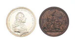 Prince Eugène de Savoie-Carignan (1663-1736), 2 médailles commémoratives posthumes en argent et bron