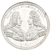 Guerre de Succession d'Espagne, Traité de Rastatt , médaille commémorative en argent, 1714, par Mart