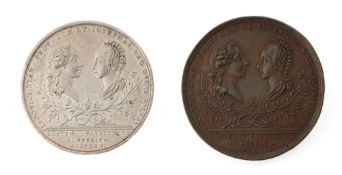 Royaume de Sardaigne, Charles-Emmanuel III (1730-1773), 2 médailles commémoratives en argent et bron
