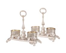 Paire de salières doubles en métal argenté Christofle, 1846-48, gravées aux armes du Roi Louis-Phili