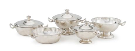 Ensemble de 5 pièces de forme pour le service en métal argenté Christofle, "Christofle Hôtel", compr