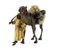 Guerrier arabe avec son dromadaire, bronze de Vienne par la Maison Bergmann, réédition "Namgreb" (ca