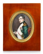 Empereur Napoléon Bonaparte, d'après Paul Hippolyte Delaroche, portrait en miniature sur ivoire, XIX