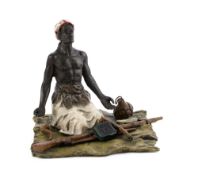 Guerrier arabe priant, bronze de Vienne par la Maison Bergmann, réédition "Namgreb" (cachet), h. 9,8