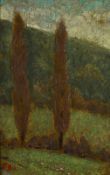 Paul Sérusier (1864-1927), Paysage aux deux arbres , huile sur bois, monogrammée, cachet de l'ateli