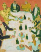 Fikret Saygi Mualla (1903-1967), Diner , 1963, huile sur isorel, signée et datée, 41x33 cm