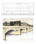 Christo (1935-2020), The Pont-Neuf Wrapped (Project for Paris) , 1979, diptyque, tech. mixte s. pap