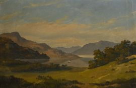 Arnold Böcklin (1827-1901), Voilier sur un lac de montagne , vers 1845, huile sur toile marouflée