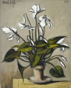 Bernard Buffet (1928-1999), Le pot de cyclamens blancs , 1976, huile sur toile, signée et datée, 81