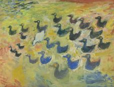 Fikret Saygi Mualla (1903-1967), Canards , 1955, gouache sur papier, signée et datée, 48x62,5 cm (à