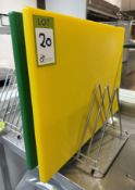 2 various Nylon Chopping Boards and Rack (located in main kitchen)
