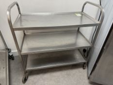 Stainless steel 3-shelf Serving Trolley, 880mm x 450mm x 770mm (located in main kitchen)