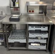 Stainless steel Preparation Table, 1200mm x 700mm x 910mm, with tray storage and shelf (located in