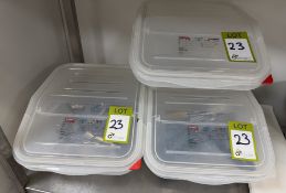 3 Araven plastic Storage Bins, including quantity tongs (located in main kitchen)