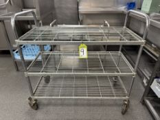 Stainless steel 3-shelf Pot Trolley, 1050mm x 490mm x 840mm (located in main kitchen)