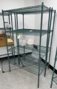 2 4-shelf adjustable Wire Racks, 1220mm x 460mm x 1850mm (located in store room)