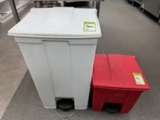 2 various Rubbermaid treadle operated Waste Bins (located in main kitchen)