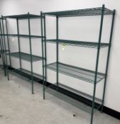 3 4-shelf adjustable Wire Racks, 1220mm x 460mm x 1850mm (located in store room)